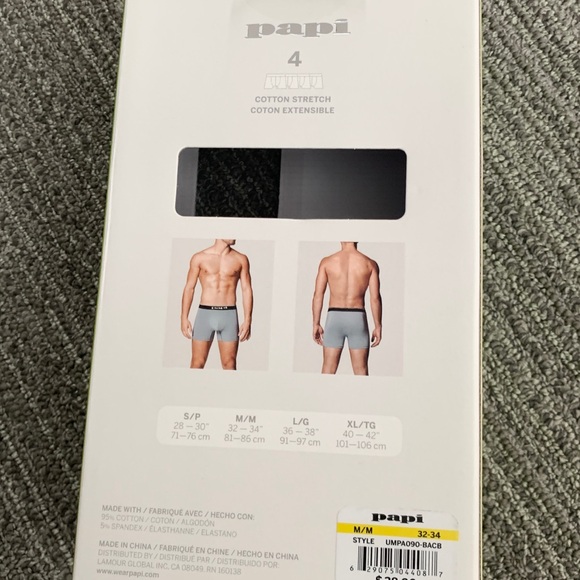 PAPI MENS BRAND NEW LIGHT GRAY COTTON STRETCH BOXER BRIEF MEDIUM (1 PAIR ONLY) - Picture 8 of 10